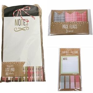 Christmas Plaid Grid Stationery Set Page Flags Sticky Notes List Pad Red Green